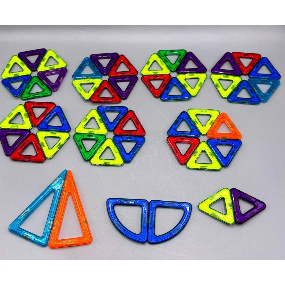 Magformers Magnetic Building Tiles 105 Pc Set Rainbow Colors STEM Mixed Shapes